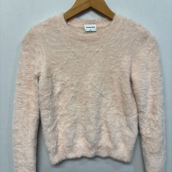 Aritzia Sunday Best Women Fuzzy Knit Cropped Sweater Size Medium C064 -1 - Picture 9 of 15